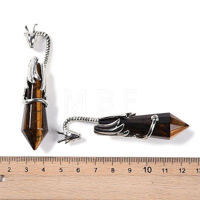 Natural Tiger Eye Faceted Pointed Bullet Big Pendants G-L524-19P-11-1