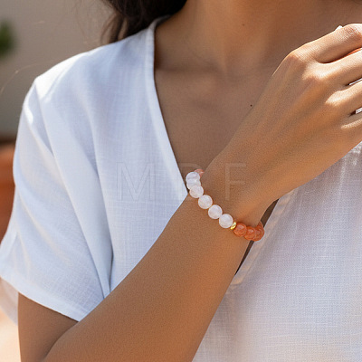 Natural White Jade Round & Topaz Jade Beaded Stretch Bracelets for Women Men BA4782-1