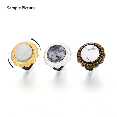Adjustable Flower Alloy & Iron Bezel Cup Ring Base with Rotatable Tray MAK-T012-07G-1