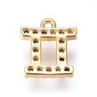 Golden Plated Brass Micro Pave Cubic Zirconia Charms ZIRC-L075-51H-1