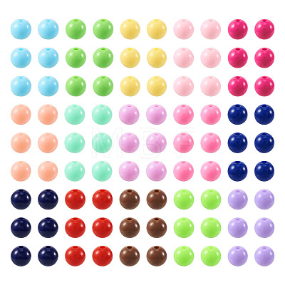 300Pcs 15 Colors Opaque Acrylic Beads SACR-TA0001-13-1