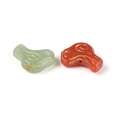 Baking Paint and Golden Metal Enlaced Glass Beads DGLA-T004-37M-1