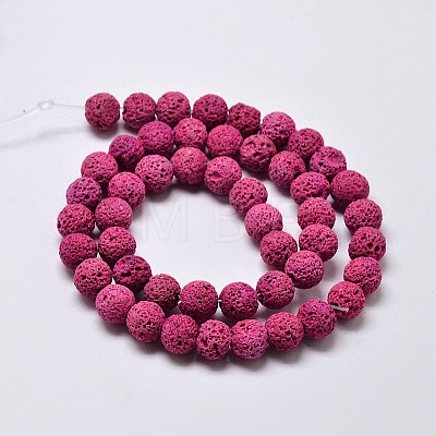 Natural Lava Rock Round Bead Strands X-G-I124-6mm-05-1