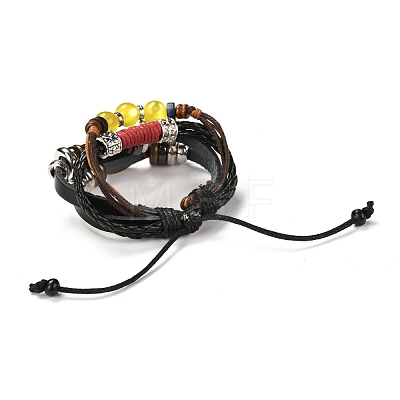 Adjustable PU Leather Cord Multi-Strand Bracelets BJEW-I294-01-1