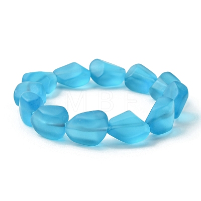 Transparent Frosted Glass Beaded Stretch Bracelets for Women BJEW-JB09512-1