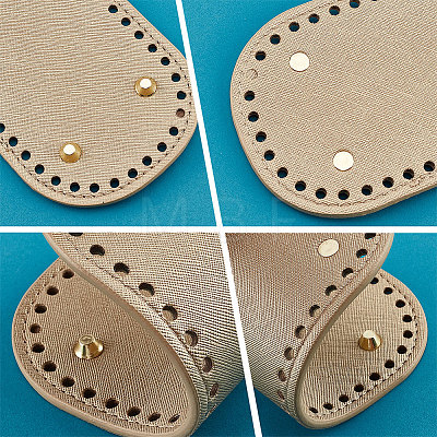   6Pcs 6 Style Flat Round PU Leather Knitting Crochet Bags Nail Bottom Shaper Pad DIY-PH0021-06C-1