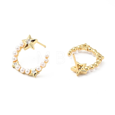 Rack Plating Brass Stud Earrings for Women EJEW-G311-04G-1