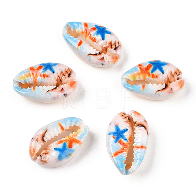 Printed Cowrie Shell Beads SSHEL-ZX006-05A-1