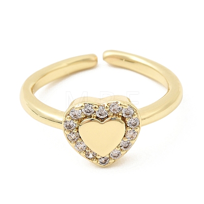 Brass Micro Pave Cubic Zirconia Cuff Open Rings for Women RJEW-B160-10G-1