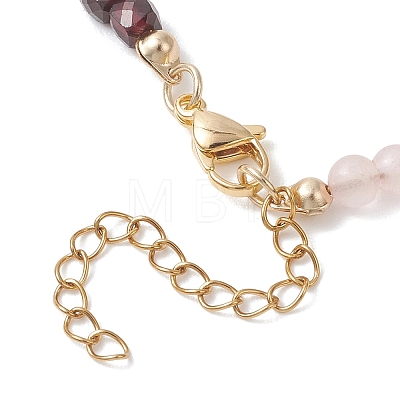 Synthetic Non-magnetic Hematite & Natural Rainbow Moonstone & Garnet & Amethyst Round Cube and Natural Pearl Rice Beaded Necklaces NJEW-JN05868-02-1