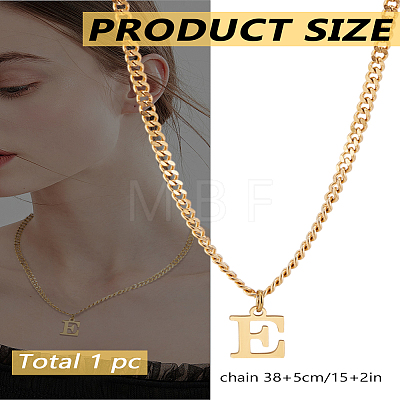 1Pc 304 Stainless Steel Letter Pendant Necklaces NJEW-LP0001-33E-G-1