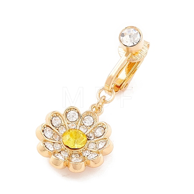 Flower Rhinestone Charm Belly Ring LS-AJEW-F057-19G-1