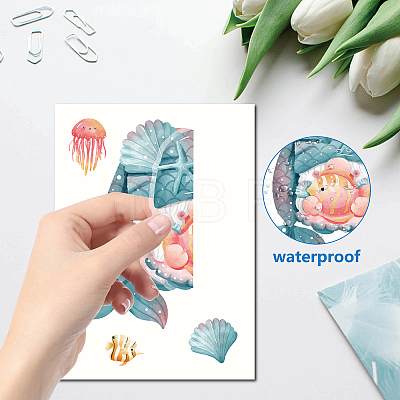 8 Sheets 8 Styles Ocean Theme PVC Waterproof Wall Stickers DIY-WH0345-048-1