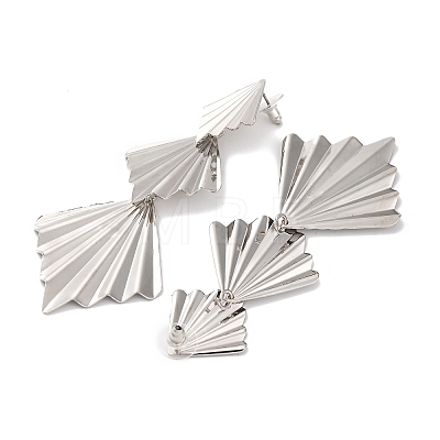 Alloy Rhombus Stud Earrings for Women EJEW-U028-02P-1