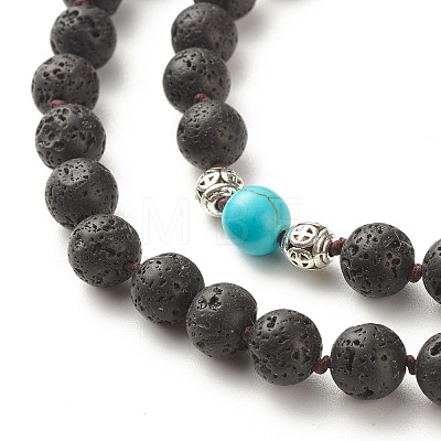 Gemstone Mala Beads Necklace NJEW-JN03813-1