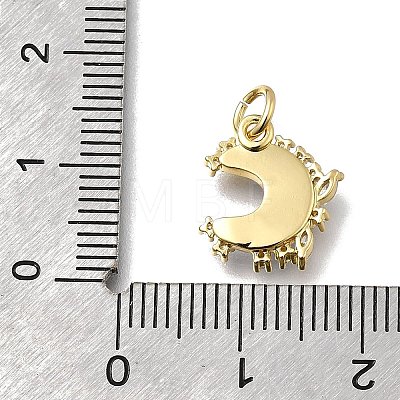 Brass Micro Pave Clear Cubic Zirconia with Glass Charms KK-G525-06G-03-1