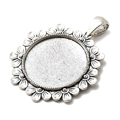 Tibetan Style Flower Alloy Pendant Cabochon Settings LS-X-TIBEP-Q055-09AS-RS-1