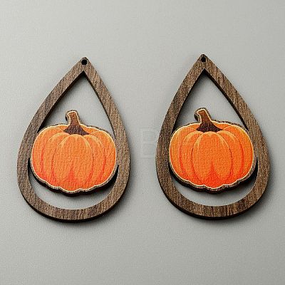Halloween Theme Printed Wood Big Pendants X1-WOOD-TAC0015-09A-1
