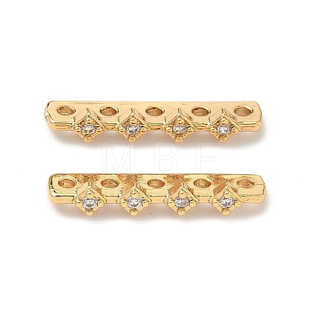 Brass Micro Pave Clear Cubic Zirconia Spacer Bars KK-Z139-11G-03-1