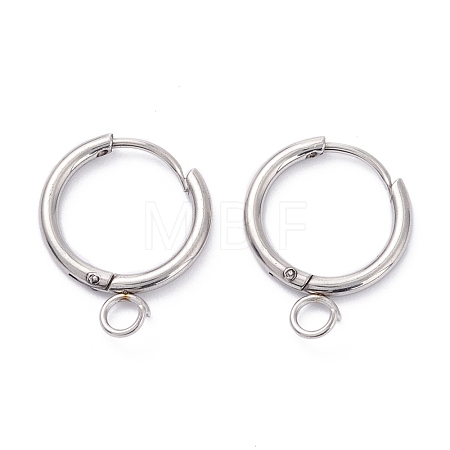 Tarnish Resistant 201 Stainless Steel Huggie Hoop Earring Findings STAS-P283-01Q-P-1
