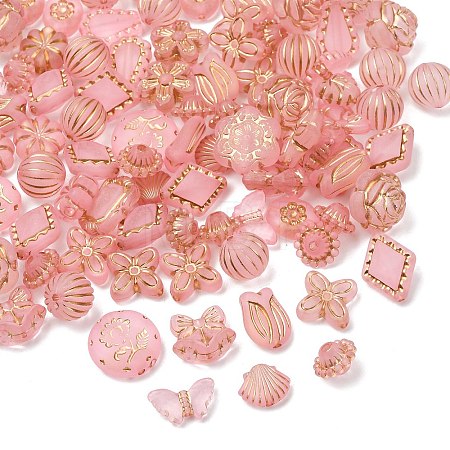 Frosted Transparent Acrylic Beads OACR-Z041-04-1