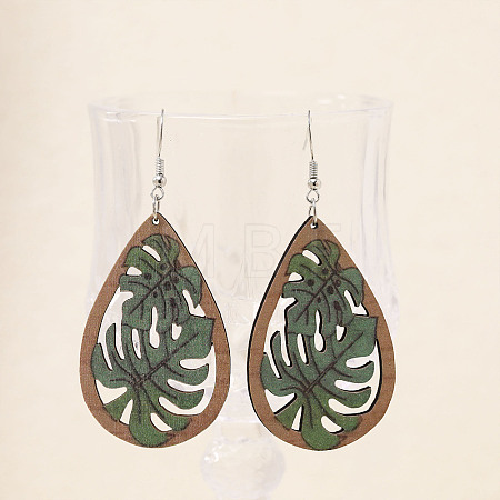 Wood Dangle Earrings for Women WG26A13-03-1
