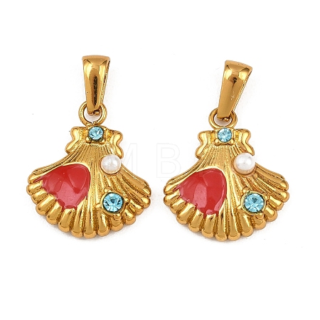 304 Stainless Steel Rhinestone Pendants STAS-P438-02G-1
