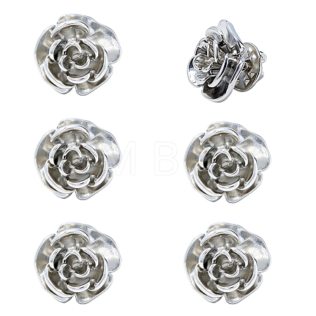 6Pcs Rose Flower Alloy Lapel Pin Backs for Backpack Clothes JEWB-FH0002-97P-1