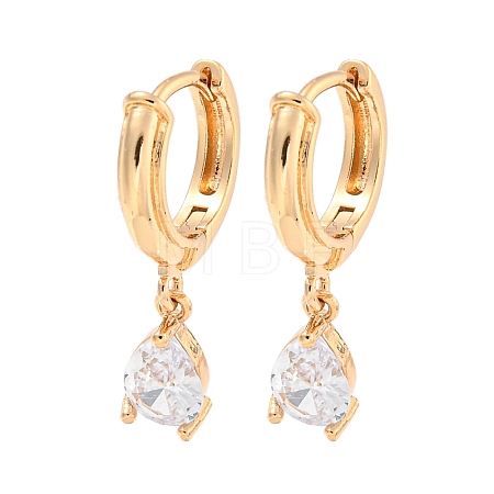 Brass Micro Pave Clear Cubic Zirconia Hoop Earrings EJEW-A107-10A-KCG-1