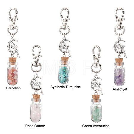 Glass Wishing Bottle with Gemstone Chip inside Pendant Decorations GG-CJ47ED-1