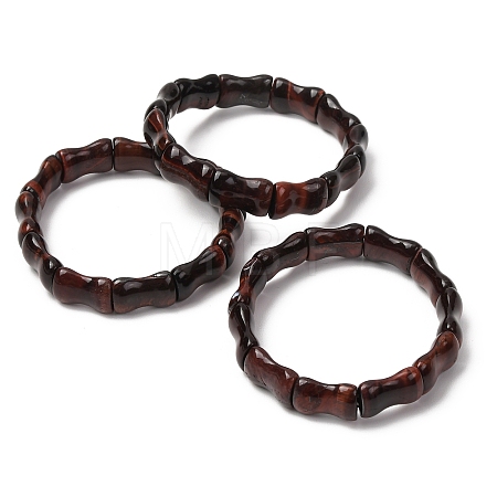 Bamboo Natural Tiger Eye Beads Stretch Bracelets for Women Men BJEW-K272-01N-1