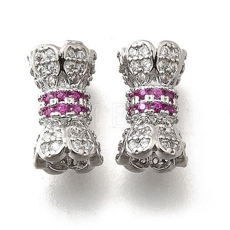 Brass Micro Pave Cubic Zirconia Beads KK-M318-22P-1