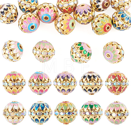 15Pcs Brass Enamel Beads KK-TA0009-20G-1