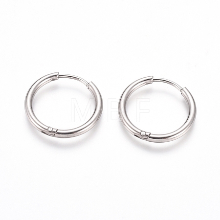 Tarnish Resistant 202 Stainless Steel Huggie Hoop Earrings EJEW-F111A-19mm-P-1