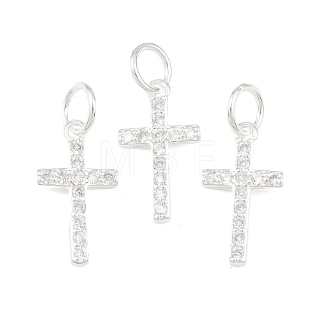 925 Sterling Silver Pave Clear Cubic Zirconia Cross Charms STER-A049-06S-1