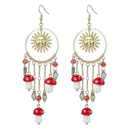 Golden 304 Stainless Steel Sun Chandelier Earrings EJEW-JE05674-02-1