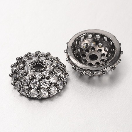 Apetalous Half Round/Dome Brass Micro Pave Cubic Zirconia Bead Caps ZIRC-D062-B-1
