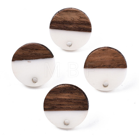 Opaque Resin & Walnut Wood Stud Earring Findings MAK-N032-008A-B06-1