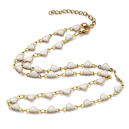 Ion Plating(IP) Golden 304 Stainless Steel Heart Link Chain Necklaces NJEW-E098-02G-06-1