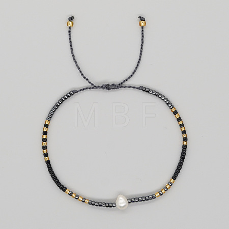 Bohemian Style Glass Seed Bead & Imitation Pearl Beads Braided Bead Bracelets JJ7327-8-1