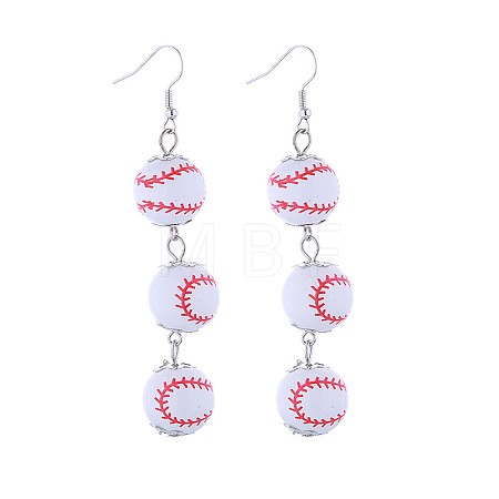 Sports Theme Alloy & Wood Dangle Earrings WGFF172-01-1