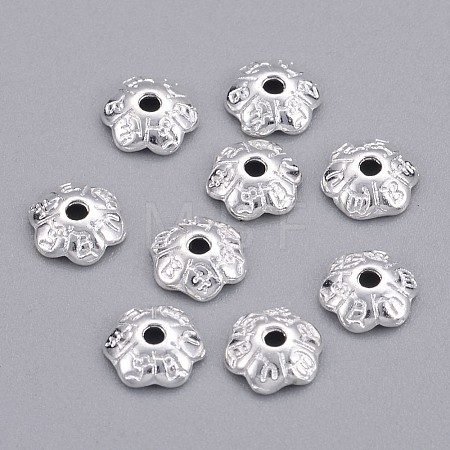 6-Petal Tibetan Style Alloy Flower Bead Caps TIBE-S220-S-RS-1