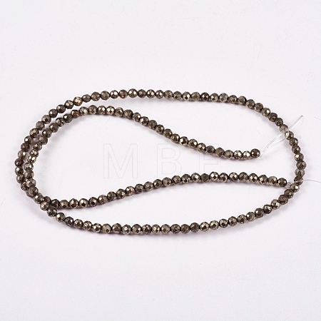 Natural Pyrite Beads Strands G-L031-3mm-03-1
