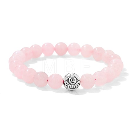 Natural Rose Quartz Round Beaded Stretch Bracelets LS-BJ1741-9-1