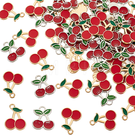 60Pcs 2 Styles Alloy Enamel Pendants ENAM-HY0001-28-1