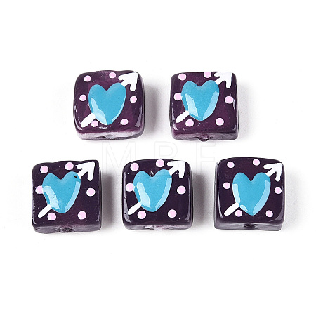 Handmade Spray Painted Lampwork Beads LAMP-N035-02C-1