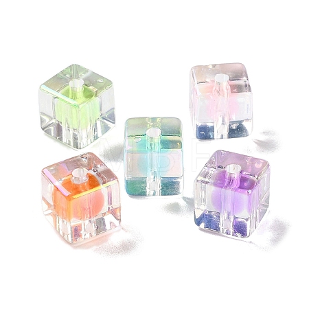 UV Plating Iridescent Transparent Acrylic Beads X-OACR-H112-09A-1