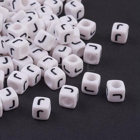 Acrylic Horizontal Hole Letter Beads PL37C9308-J-1