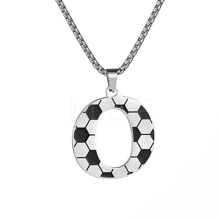 201 Stainless Steel Soccer Initial Pendant Necklacess for Men Women WG63E1E-15-1