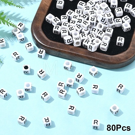 Acrylic Horizontal Hole Letter Beads OACR-YW0002-08R-1